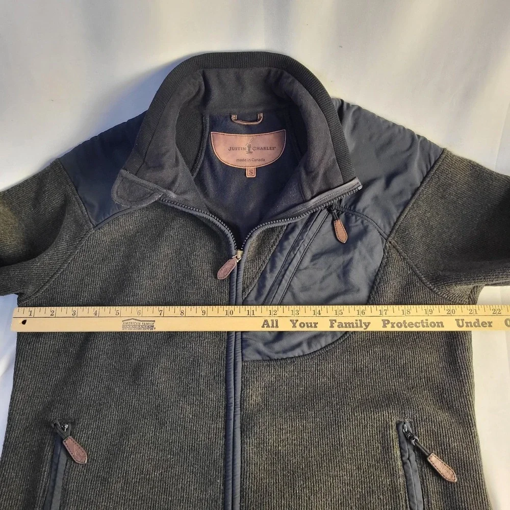 Justin Charles Men's Sm Wool Blend Full Zip Jacket Dark Green Black Canada